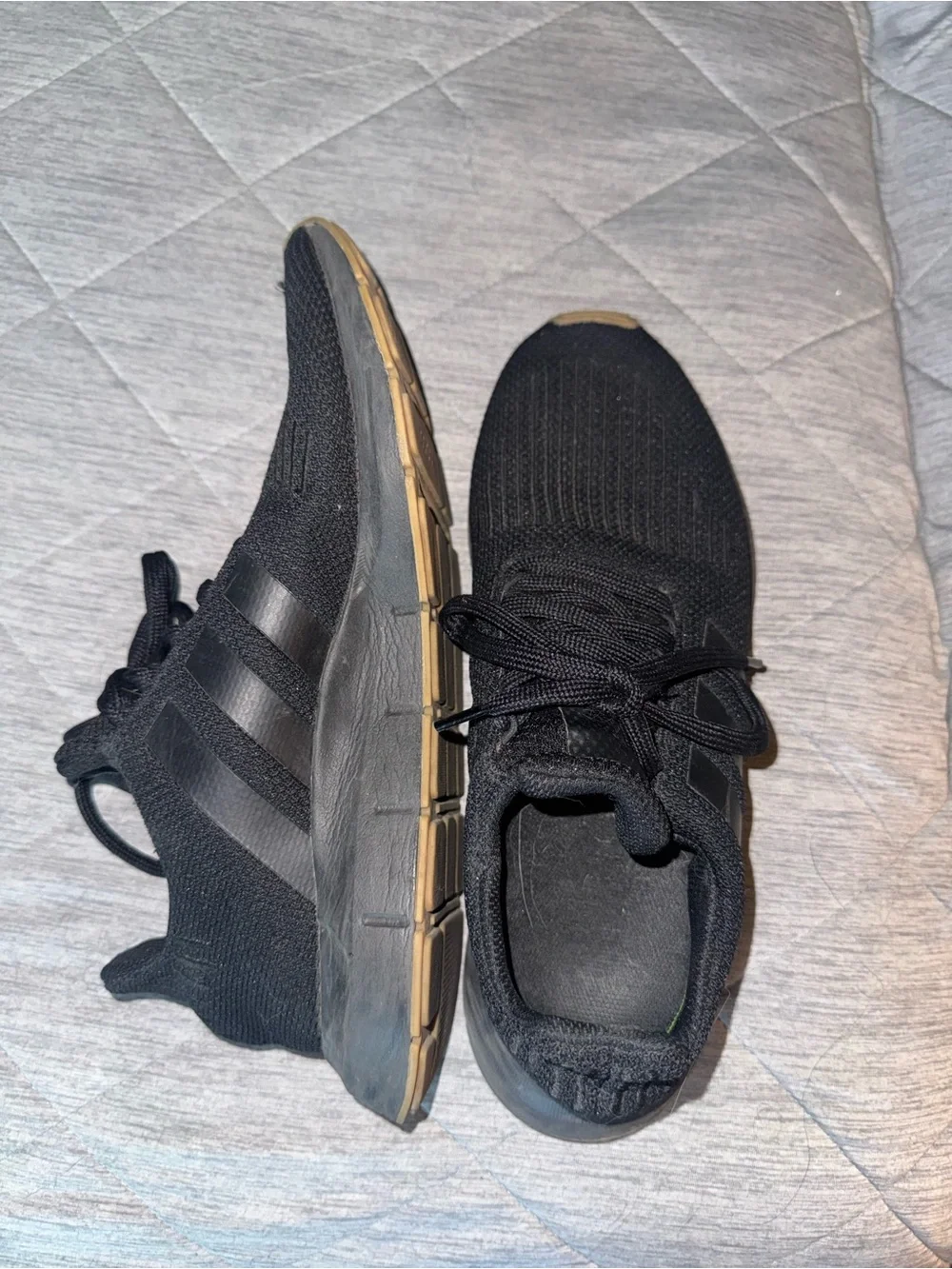 adidas Men’s Black Knit Sneakers with Tan Accents